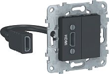 Розетка HDMI без рамки Schneider Electric Unica New 1-м. антрацит картинка